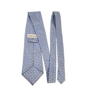 Pronto-Uomo Mens Tie Necktie Designer Luxury Blue Silver Geometric‎ 7-Fold